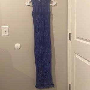Maisie Wilen Blue Semi-Sheer Midi Dress